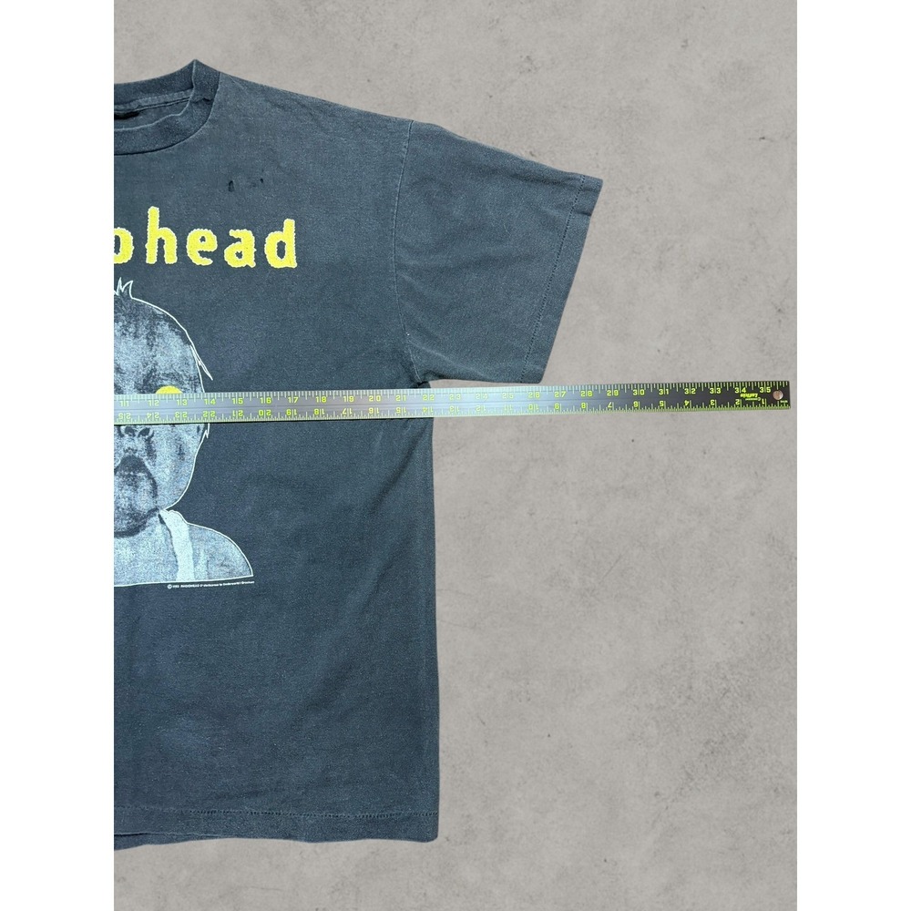 Vintage 1993 Radiohead Pablo Honey Tour T-Shirt Brockum Cut Tag Sun Faded Black - Picture 6 of 10